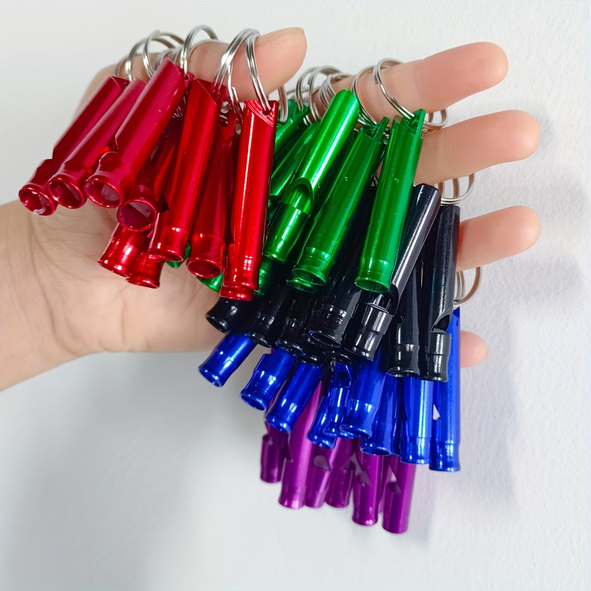 50 PCS Set Aluminum Alloy Emergency Survival Whistles with Keychains - Multicolor Loud Whistles for Camping, Hiking, Sports, Dog Training, and Outdoor Activities - Durable