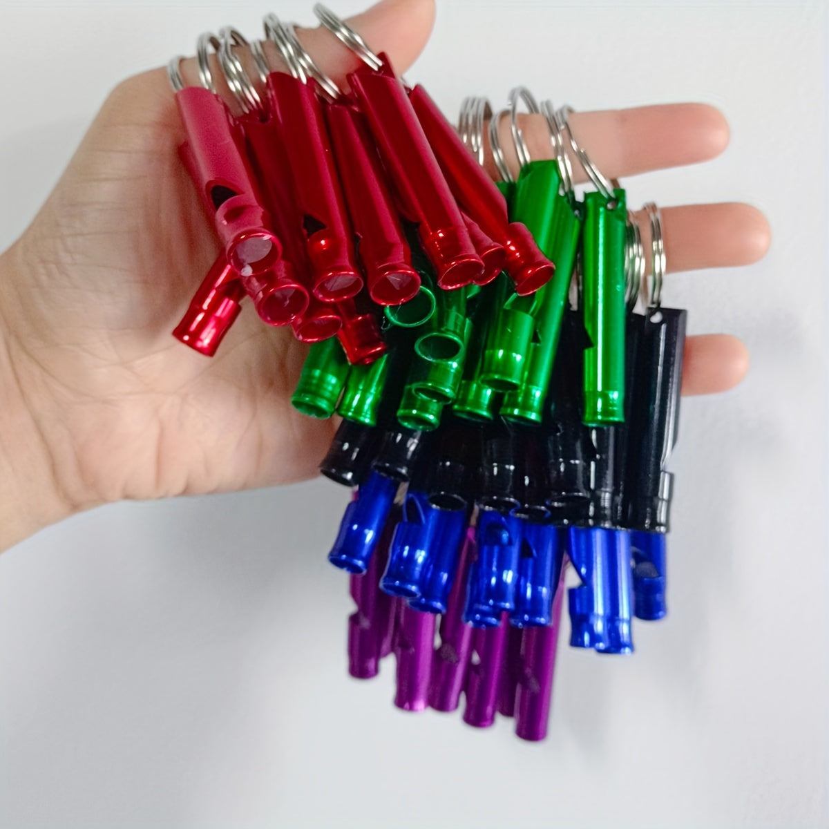 50 PCS Set Aluminum Alloy Emergency Survival Whistles with Keychains - Multicolor Loud Whistles for Camping, Hiking, Sports, Dog Training, and Outdoor Activities - Durable