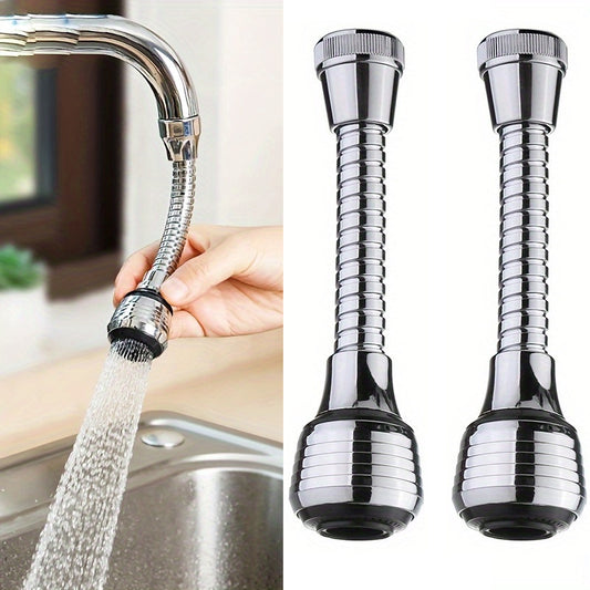 2PCS Set 360° Swivel Faucet Extender with Dual Spray Mode ( Jet & Spray) - Splash-Resistant Anti-Splash Design, Tool-Free Installation, Heavy-Duty ABS Elbow Suitable for Bathroom Sink, Kitchen Faucet - Compatible with Most F