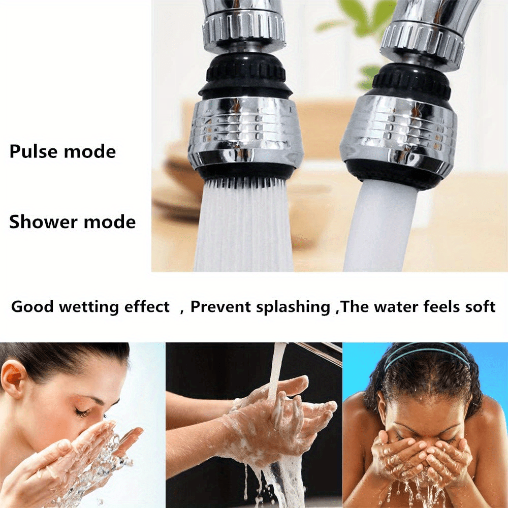 2PCS Set 360° Swivel Faucet Extender with Dual Spray Mode ( Jet & Spray) - Splash-Resistant Anti-Splash Design, Tool-Free Installation, Heavy-Duty ABS Elbow Suitable for Bathroom Sink, Kitchen Faucet - Compatible with Most F