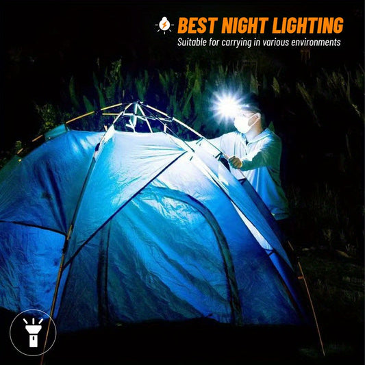 2 PCS Set Bright LED Camping Headlamp Adjustable Angle,3 Lighting Modes, Portable Work Lamp, ABS Material, Night Lighting Lamp for Fishing ,Hiking, Camping, Backpacking, USB Rechargeable Headlight