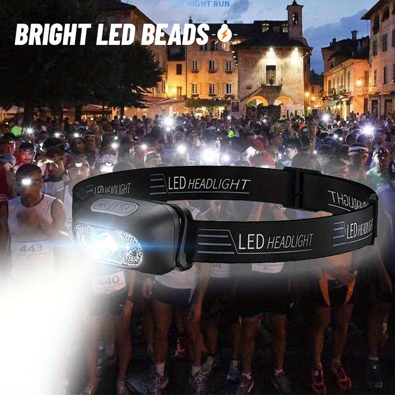 2 PCS Set Bright LED Camping Headlamp Adjustable Angle,3 Lighting Modes, Portable Work Lamp, ABS Material, Night Lighting Lamp for Fishing ,Hiking, Camping, Backpacking, USB Rechargeable Headlight