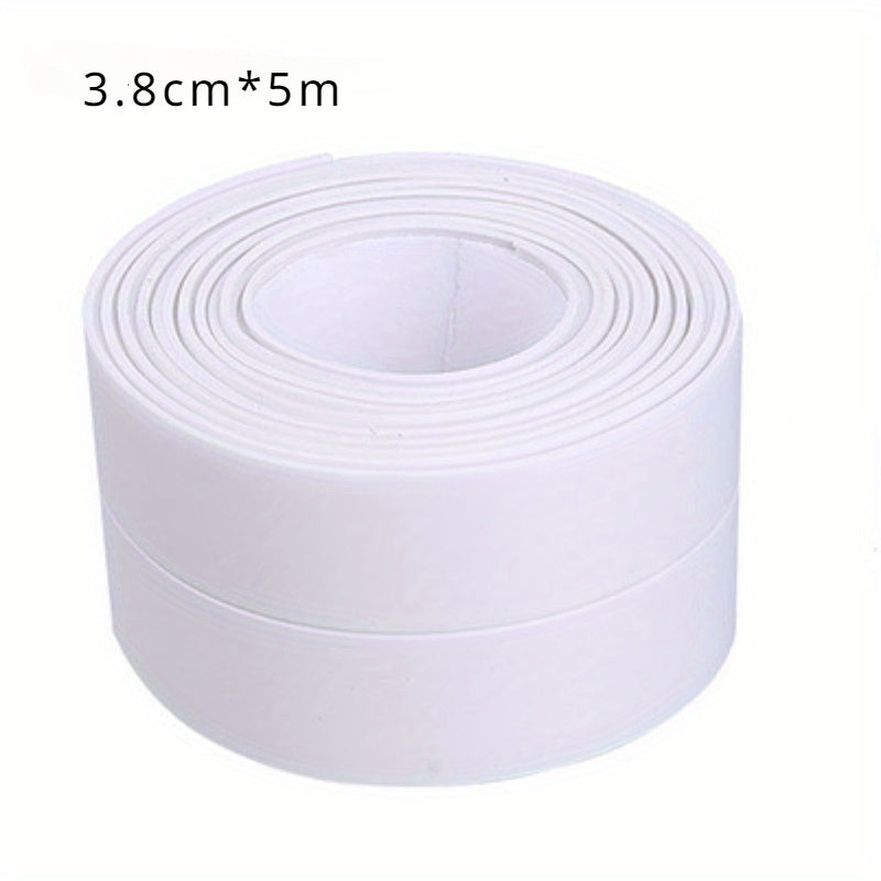 5M Super Adhesive Waterproof White Self-Sealing Strip Tape, Washbasin Bathtub PVC Material, for Kitchen, Bathroom, Toilet, Living Room, Home Appliances, Household Items | Seamless Sealing Strip | Durable Sealant Strip