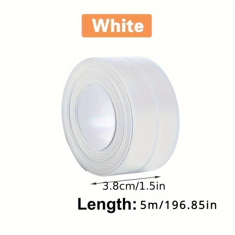 5M Super Adhesive Waterproof White Self-Sealing Strip Tape, Washbasin Bathtub PVC Material, for Kitchen, Bathroom, Toilet, Living Room, Home Appliances, Household Items | Seamless Sealing Strip | Durable Sealant Strip