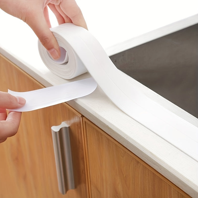 5M Super Adhesive Waterproof White Self-Sealing Strip Tape, Washbasin Bathtub PVC Material, for Kitchen, Bathroom, Toilet, Living Room, Home Appliances, Household Items | Seamless Sealing Strip | Durable Sealant Strip