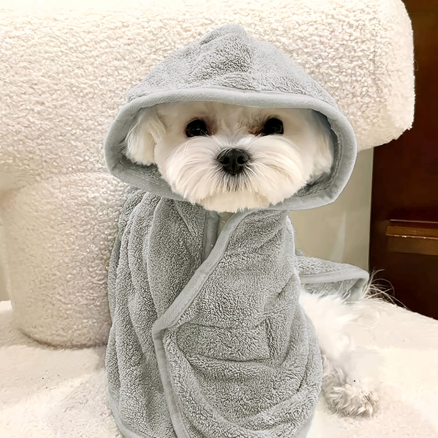7 Colors Ultra-Soft Quick-Dry Pet Bathrobe for Small & Medium Dogs & Cats - All-Season Lightweight Design with Safety Closure, Easy-Button Entryway, Machine Washable, Cozy Fleece-Lined for Warmth, Pet Wash-Robe, Cozy Fleece L