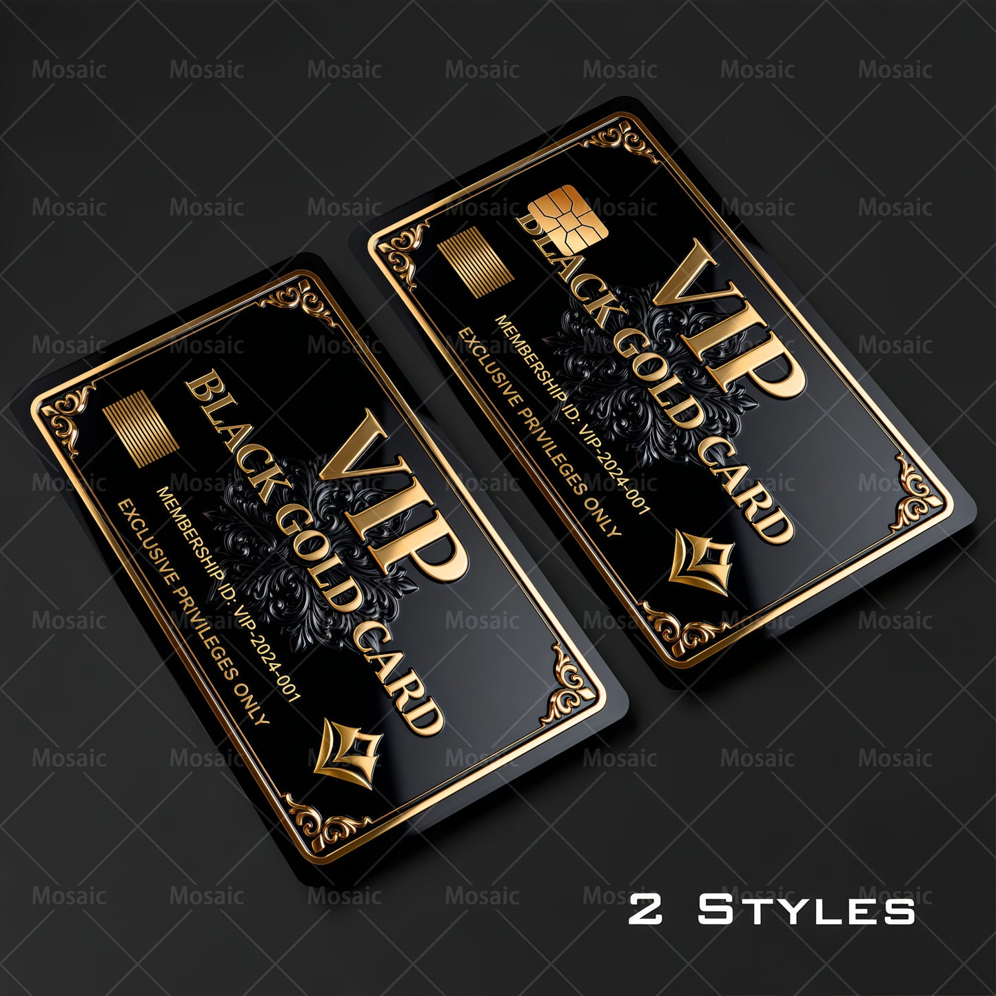 2 PCS Set of Black And Golden VIP Card Stickers for Bank Cards, Credit Cards, Debit Cards, Transit Cards, And Room Key Cards