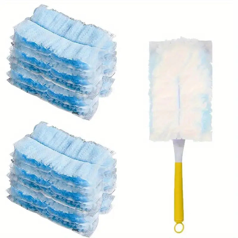 20 PCS Set + Handle Fluffy Dust Cleaner Replacement Heads with 1 Handle- Microfiber Replacement Heads for Lightning Dust Magnet, Suitable for Single and Repeated Use, Ideal for Living Room, Bedroom, Kitchen, and Furniture Cle