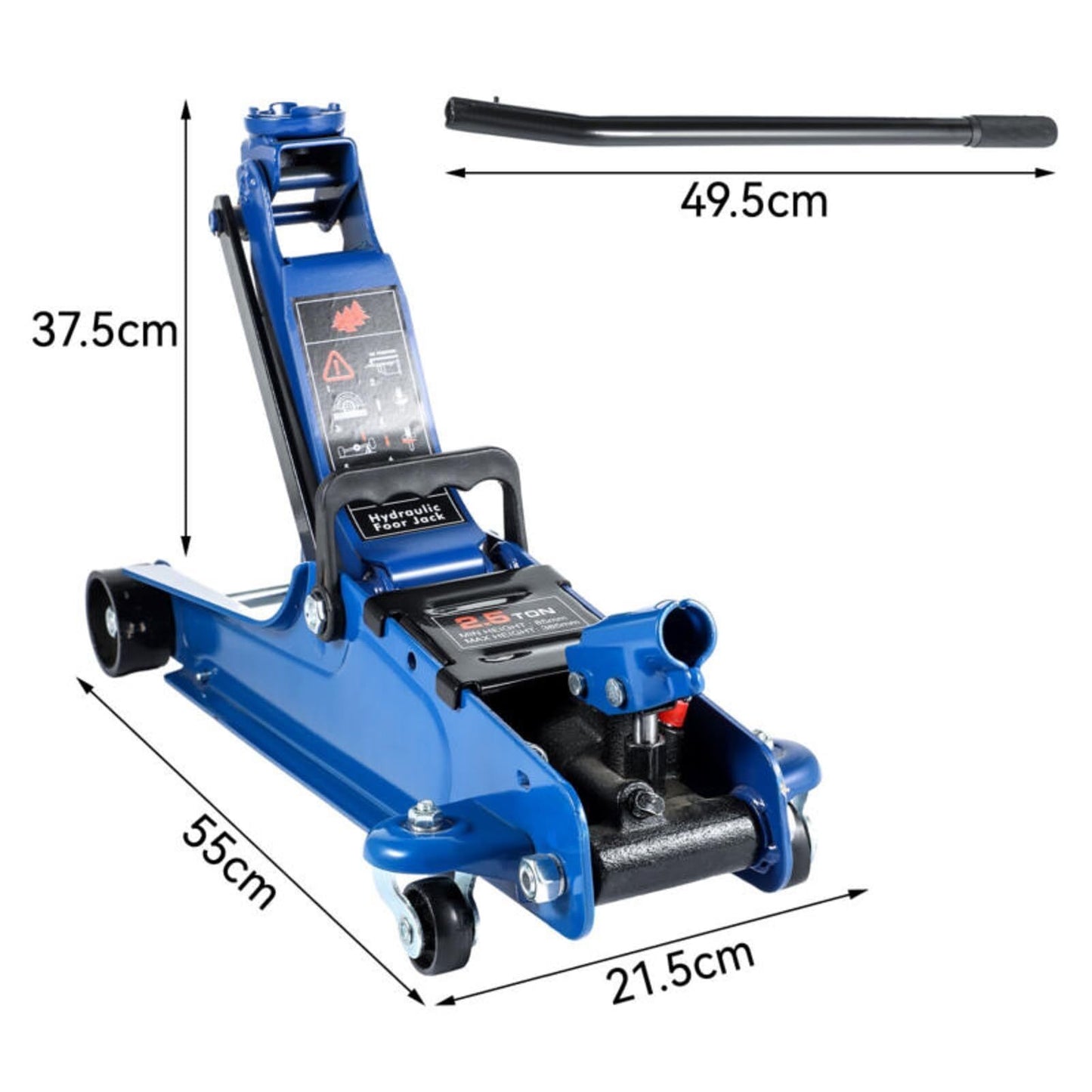 Flat Tire or Mechanical Issues? No Worries, 2.5 Ton Hydraulic Low Profile Floor Jack Heavy Duty Trolley Lift for Car Van Truck Trailer Auto Repairing Garage Tool (Red)