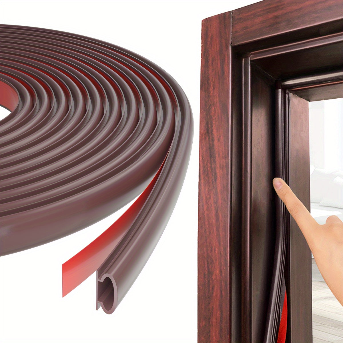 3.05 Meter Door Weather Stripping Door Seal Strip, Self-Adhesive Rubber Door Insulation Weather Strip for Window and Door Soundproofing D Shape, Weather Stripping for Door Frame Gap Blocker Repair Maintenance Tools