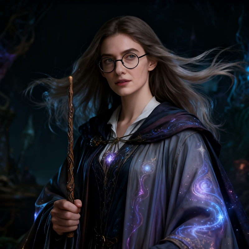 Wizard-Themed Round Black Frame Glasses for Men & Women -  Circle Clear Lens Non- Fashion Spectacles with Metal Arms, Perfect for Secret Society Ceremonies Sacred Parties