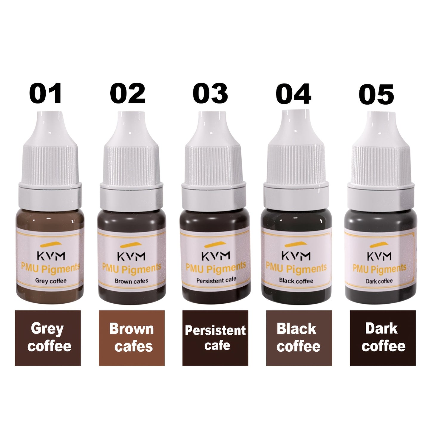 Professional Microblading Ink Tattoo Kit - Vegan PMU Eyebrow & Eyeliner Tattoo Set, Cool-Toned Mini Kit with Rich Coffee Brown & Permanent Makeup Ink for Cosmetic Tattoo Artists and clients (Microblading D Ink)