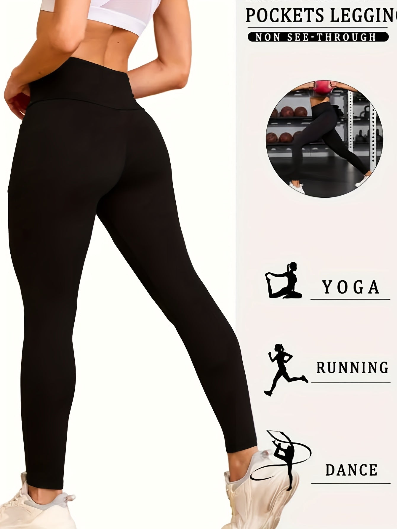 For Big Girls L-5XL UK(16-26) Plus Size Curvy Women's High-Waisted Yoga Pants - Non-Bulky Workout Leggings with Tummy Control, All-Season Stretchy Fitness Pants for Running, Gym, Yoga, Casual - Non-Slip Grip, Side Pockets - B