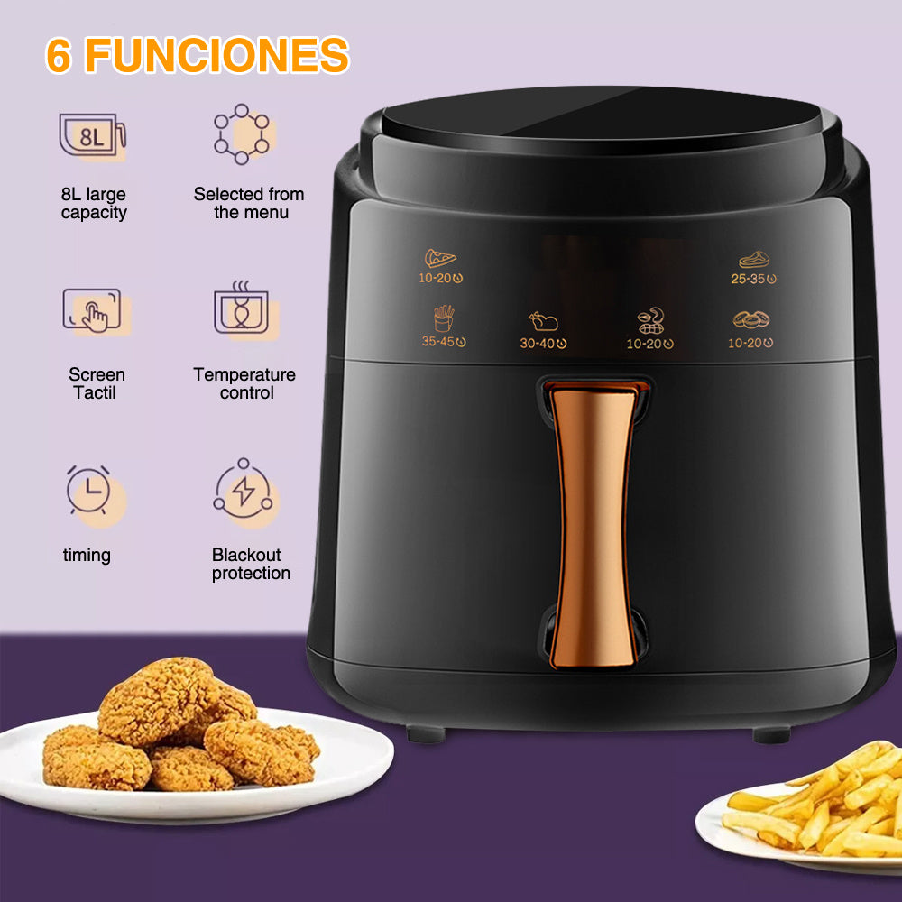 8L Air Fryer Oven,1400W Black Digital Air Fryer, Hot Air Convection Oven with Smart Touch, Timer & Temperature Control, Oil-Less Cooking, perfect for Home Kitchen, Small Restaurants, Apartments Countertop Oven, Fast Cooking F