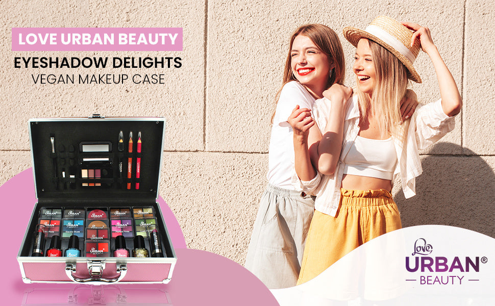 82 PCS Full Set  Beauty Hot Pink Makeup Luxury Vanity Case – Makeup Kit for Teens and Women with Eyeshadow, Blusher, Lipsticks and Nail Products – Fun Celebrities Travelling Makeup Cosmetics Vanity Case for Girls