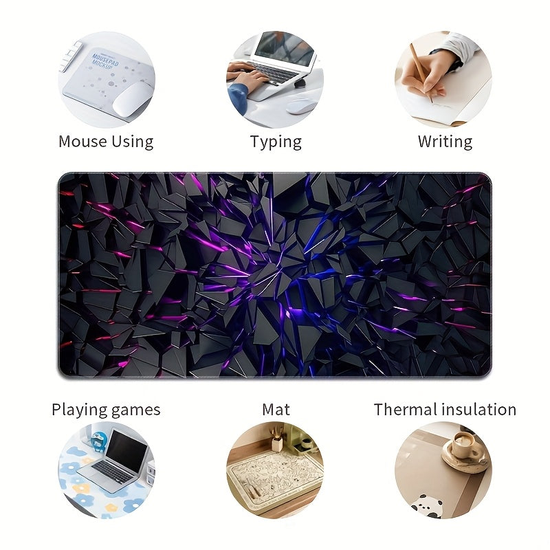 Oversized (150x80cm) Small (70x30cm) Modern Black Mouse Pad Featuring Bright Neon Designs - Premium Quality with a Rubber Backing - Sturdy Desk Mat Suitable for Gaming And Office Aesthetics - Perfect Present for Christmas And