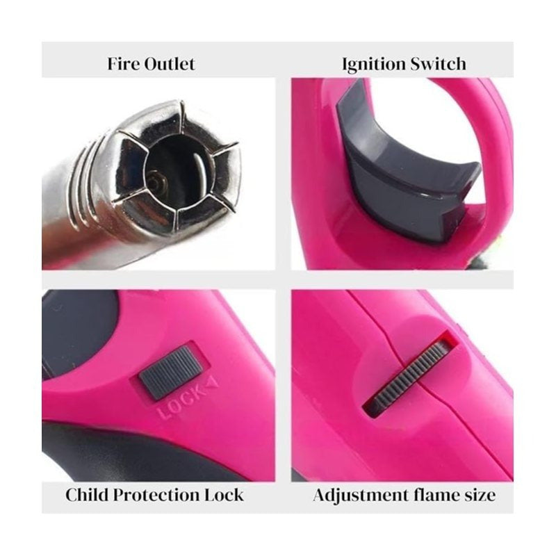3 PCS Set  Large Refillable BBQ Gas Lighters, Safety Flame, Random Colors, Suitable for Kitchen, Barbecue, Candles, Camping, Cooking, BBQs & Fireworks