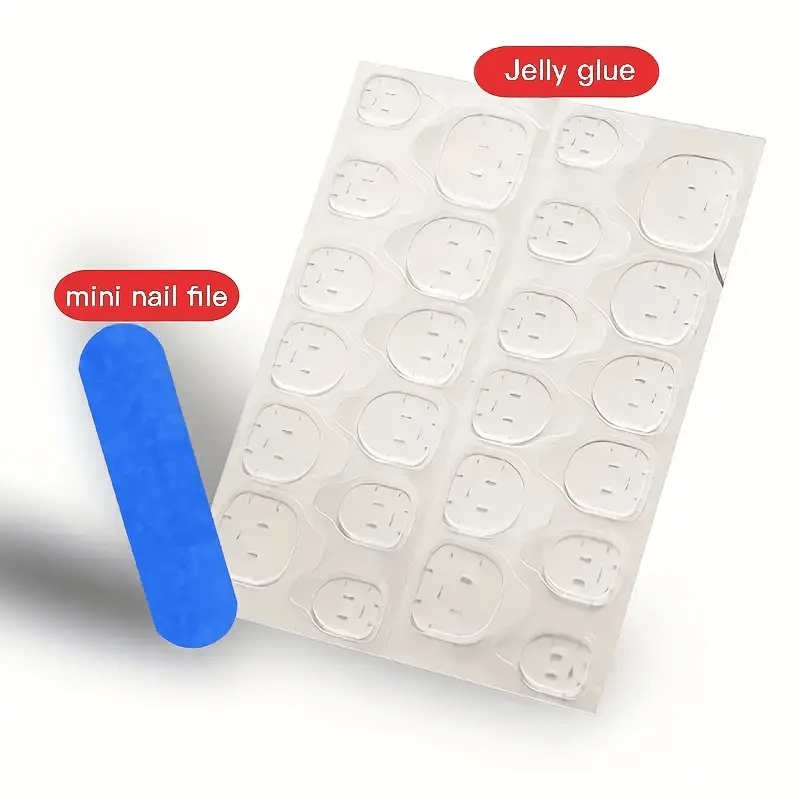 24 PCS Set Upgrade Your Look of Short Square Nail Art Wearable Nails French Style Simple Design Shiny False Nails Extended Removable Nails with Jelly Glue 1 Nail File 1