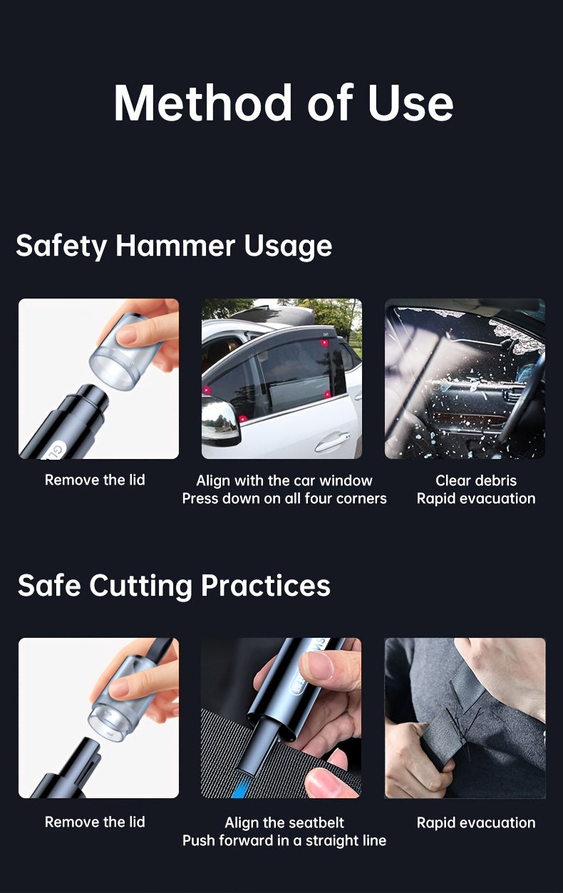 Emergency Safety Hammer - Car Window Breaker with Seatbelt Cutter, Portable Escape Tool for Vehicle & Home Use