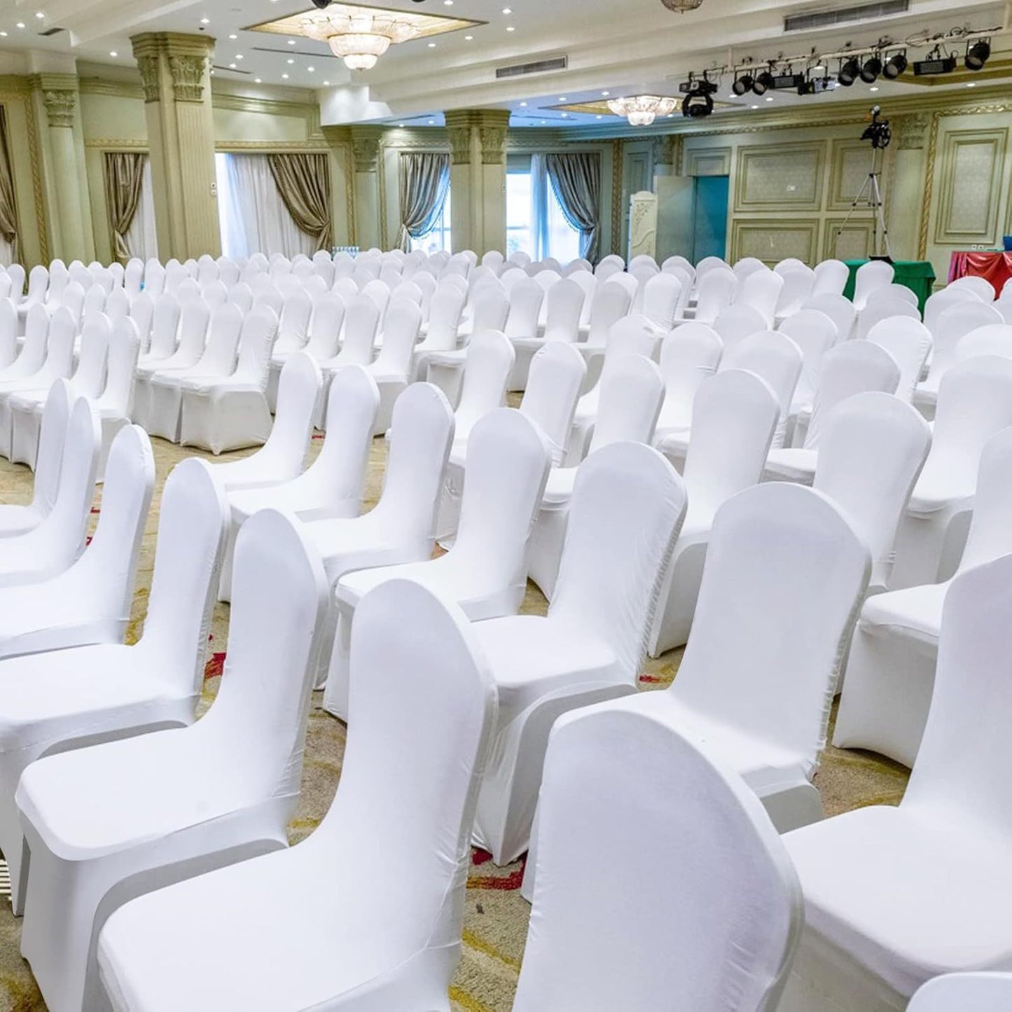 50-100 PCS Set Elegant White Stretch Chair Covers with Bowknot - 50/100pcs Set for Weddings & Parties Birthday Wedding Decoration Home Indoor Outdoor Accessories
