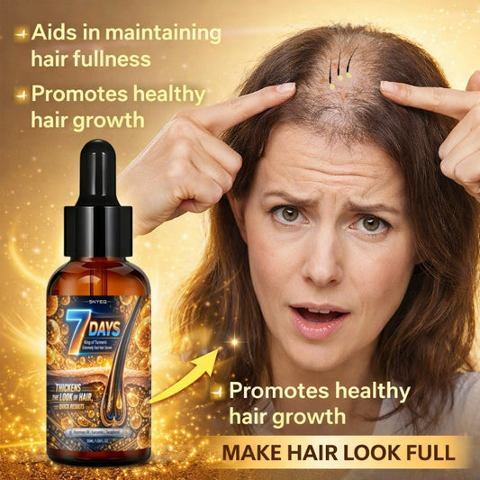 7 Days Turmeric King Extreme Fast Hair Serum with Rosemary + Biotin | Jamaican Black Castor Oil for Strengthening & Moisturizing, Repair Scalp, Works on All Hair Types, Ideal for Winter Care/Holiday Gift