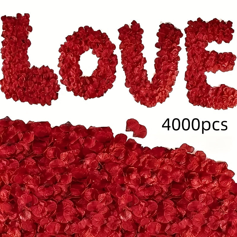 4000 PCS Set Red Rose Petals, Artificial Petals, Suitable for Romantic Night, Wedding, Event, Party, Valentine's Day Decoration, Romantic Wedding Party Decoration