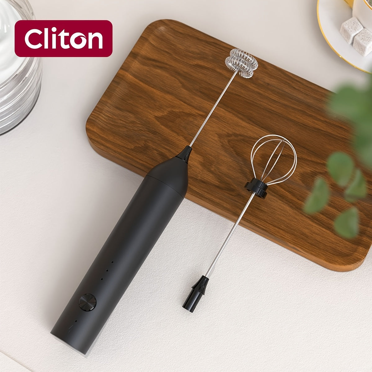 Rechargeable Electric Milk Frother, Handheld Foam Maker Whisk with 2 Heads 3 Speeds Drink Mixer, Built-in Mixing Heads for Both Milk Beaters And Egg Beaters, Quick Foaming Coffee Whisk for Coffee, Latte, Wedding Gifts, Portab