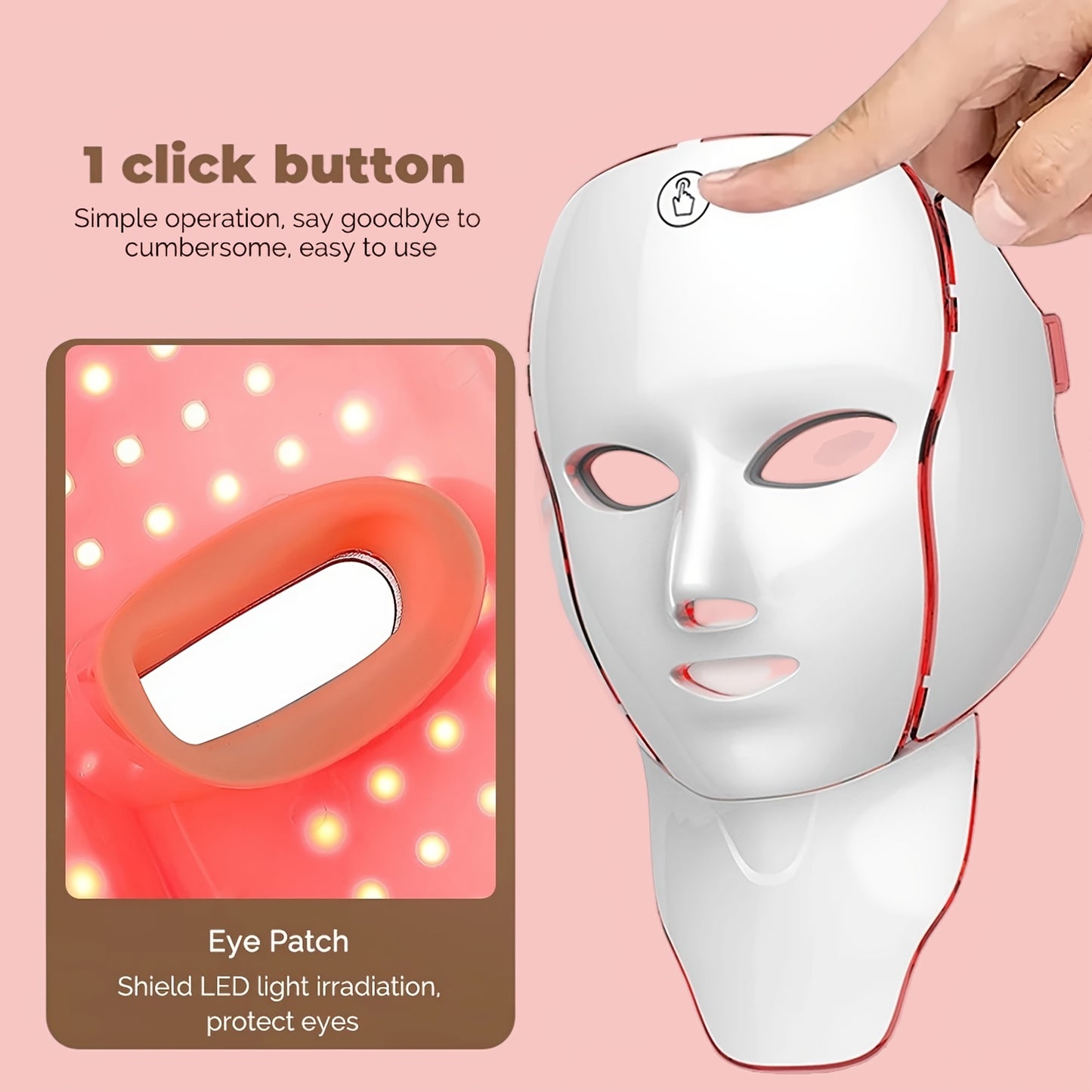 138 Pearl LED Facial Mask Beauty Device, USB Charging 7-In-1 Facial And Neck Care Instrument with 7 Automatic Modes, Designed Specifically for The Face And Neck, Suitable for Home And Travel, Offering Salon-Quality Care
