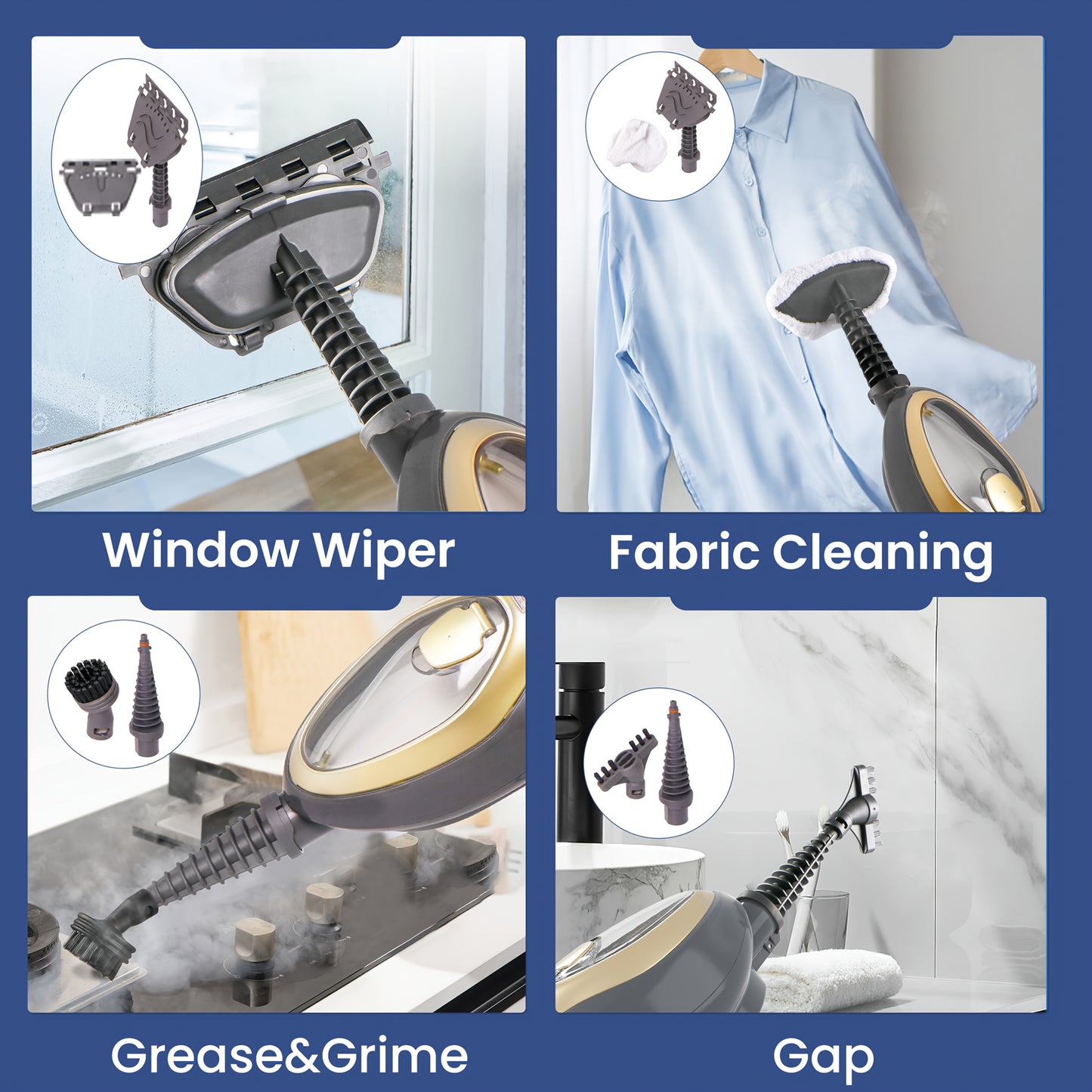 Steam Mop Floor Cleaner Carpet Steamer, 12-in-1 Mutlifunction Steam Cleaner Detachable Handheld Variable Control with Microfibre Pad for Carpets, Hard Floors, Bathroom, Kitchen