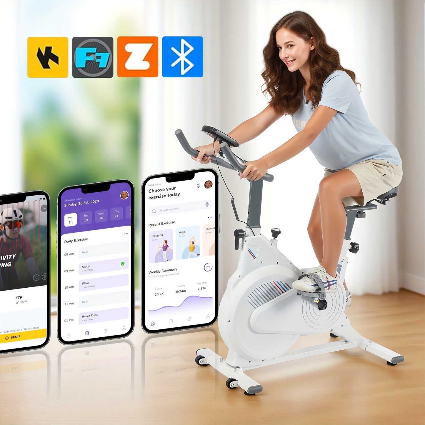 Indoor Bike Suitable for Home Fitness with Shock-Absorbing Belt Drive, Non-Slip Pedals, Heart Rate Monitor, Multi-Function Display (Speed/Calories/Time/Distance/Pulse), Heavy-Duty Seat - Ideal for Cardio Workouts & Small Spac