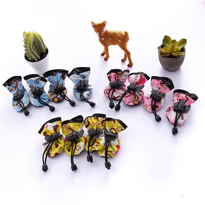 4 PCS Set-XS-3XL Size Water Resistant Rain Snow Protection Dog Shoes For Small Dogs - Protect Your Pet's Paws And Keep Them Dry Pets Apparel Sets Clothing Accessories
