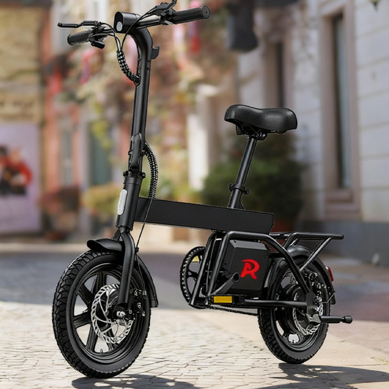 14inch Foldable Electric Bike, Mini City E-Bike, LCD Display, 36V 7.8Ah Battery, 250W Motor, 4 Riding Modes, 4 Speed Levels,25km/h Top Speed And 45km Max Range, With Rear Rack, Pedal Assist, Dual Disc Brakes, Night Lights, an