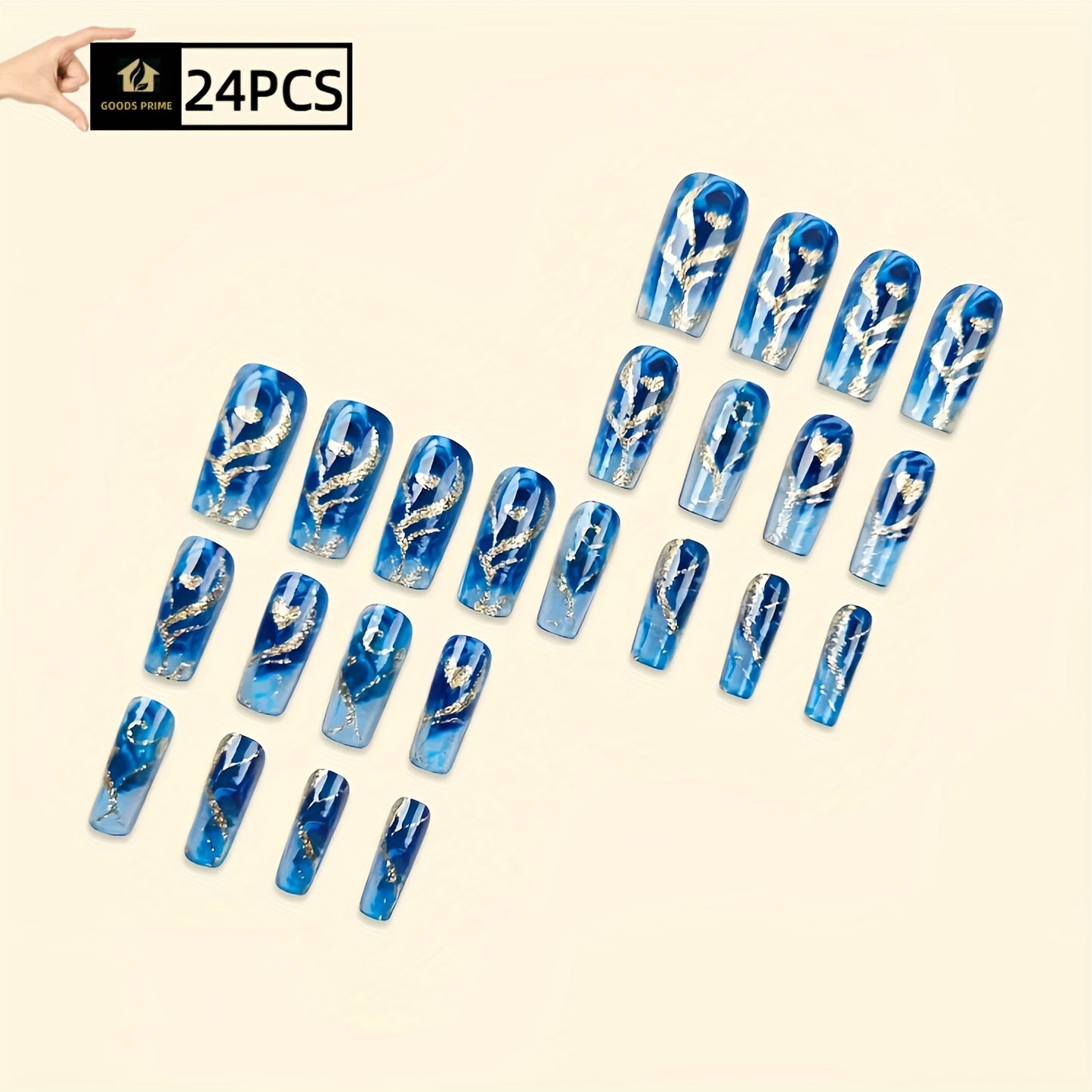 24 PCS Set This Summer-Themed Nail Art Features a Easy Glittery Golden Heart Pattern, Perfect for Women And. It's Ideal for Various Occasions Such As Work, Travel, Parties, Masquerades, Nail Salons