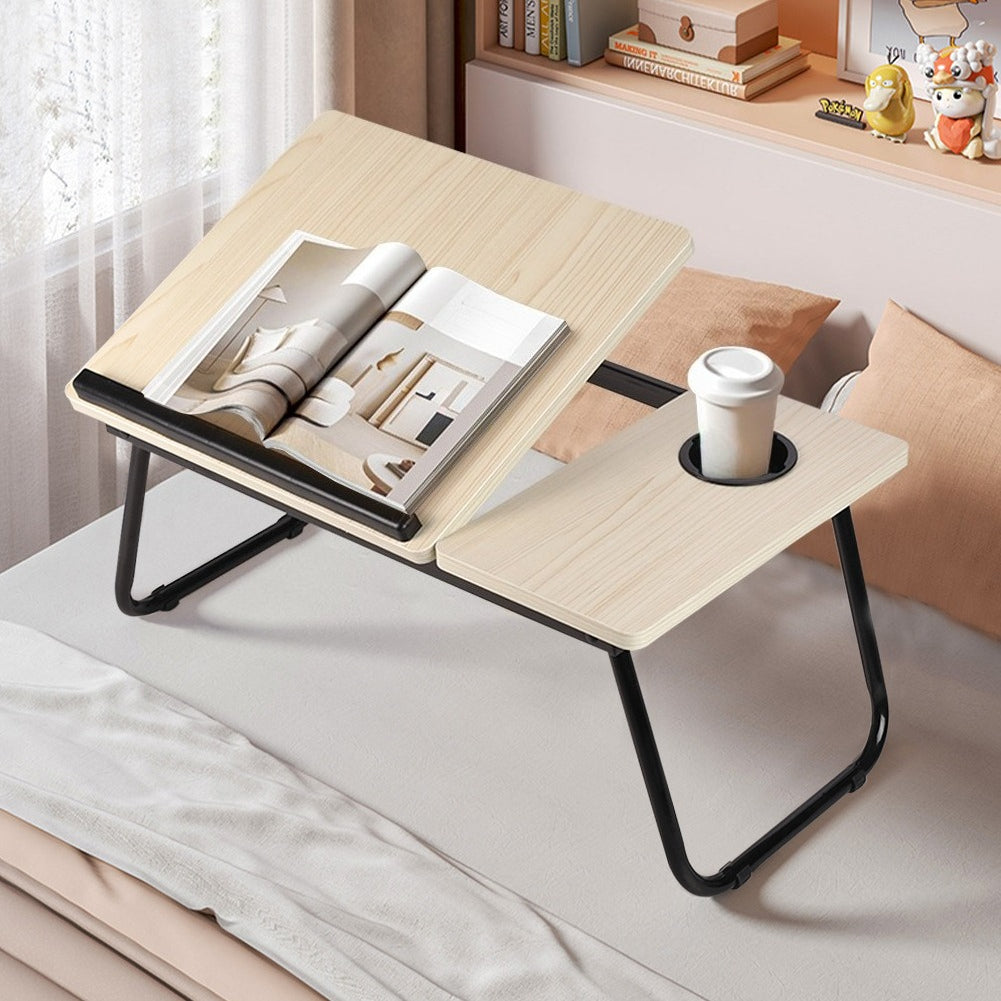 Laptop Desk Laptop Bed Table with Foldable Legs and Cup Slot, Reading Holder Notebook Stand with Adjustable Height Angle, Laptop Bed Tray for Bed Sofa Breakfast Work Study Reading