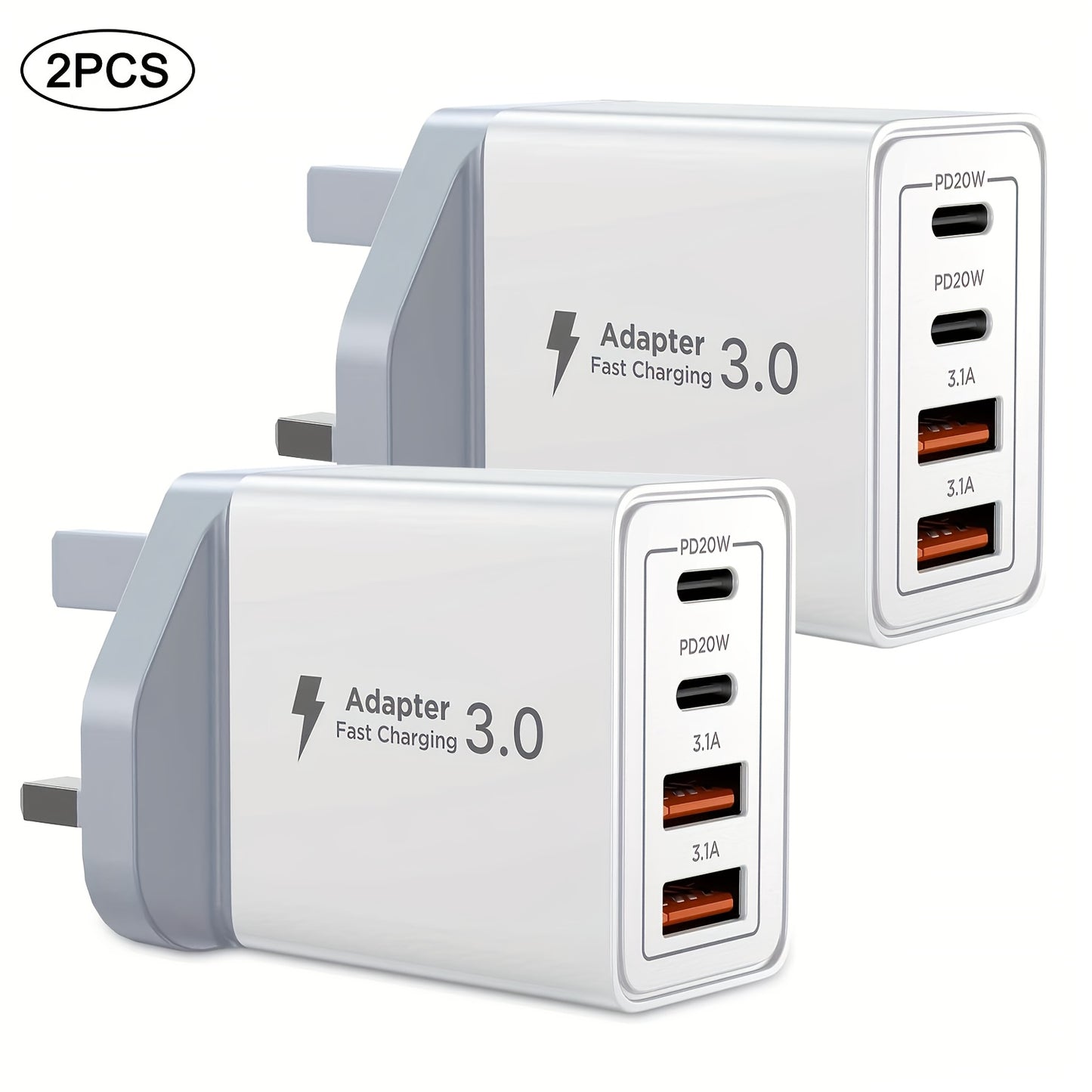 1/2/3 PCS Set USB-C Power Adapter with Dual USB-C Ports, 40W High-Speed Charging, Compact Design for iPhone & Tablets, Compatible with Various Charging Cables, Plug & Play, Device Charging Solution, Modern Charging Hub, Durab