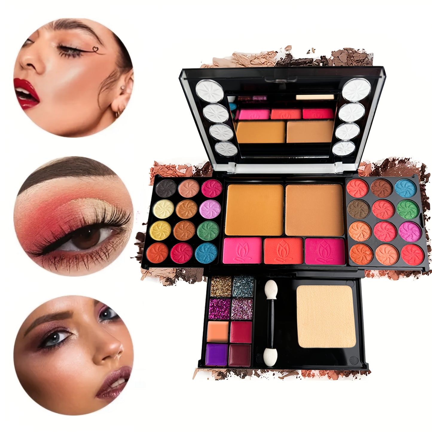 37 PCS Set Ultimate Makeup Set: Eyeshadow Palette, Blush, Lip Gloss & Contour Kit with Applicators - for Beginners, Includes Brown, Berry, Coral & Blue Tones for Women