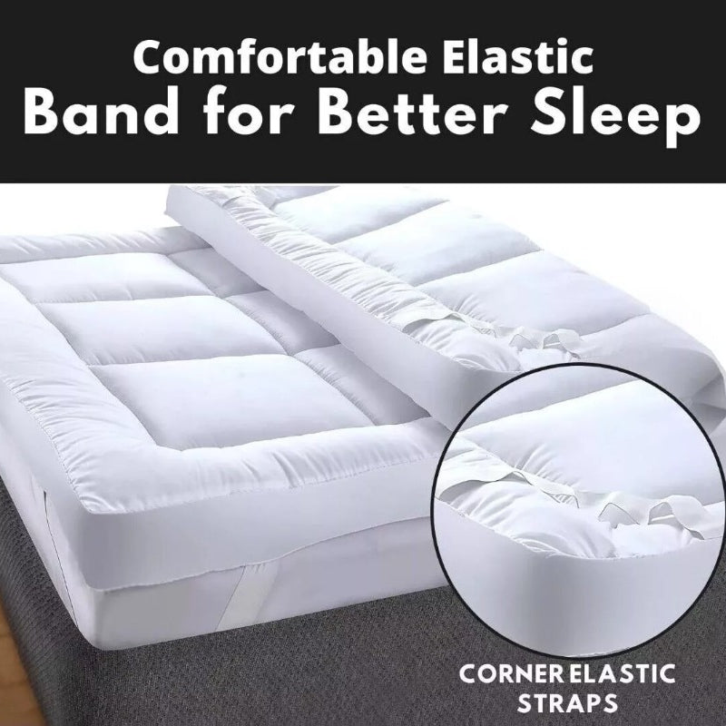 1Pcs Hotel Quality Super King Mattress Topper 10cm / 4-Inch Deep Thick Plush Mattress Pad, Soft Bed Topper with Elastic Straps for Secure Fit, Single Double King Super All Sizes, White