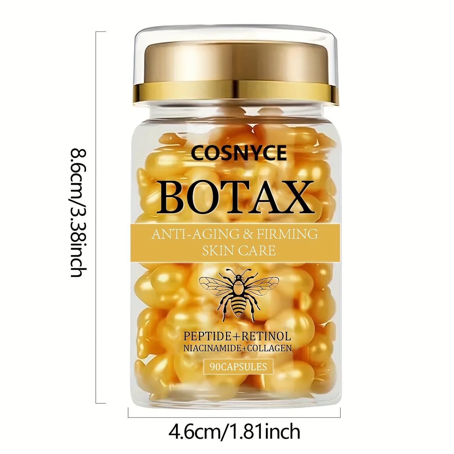 90 PCS Set Korean BOTAX Firming Face Lifting Capsules | Contains Retinol And Collagen to Smooth Lines, Light Texture, Easily Absorbed, Unisex-Adult, Face Use, Unscented. Women Skin Care Supplies