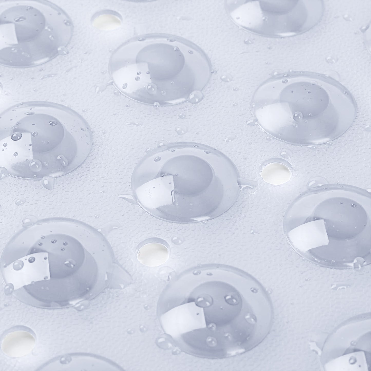Large Shower Mat – Light Blue/Crystal/White Color Non-Slip, Strong Suction Cups & Drain Holes, Quick-Dry, Machine Washable, Durable & Comfortable for Bathtub and Bathroom Floor Use