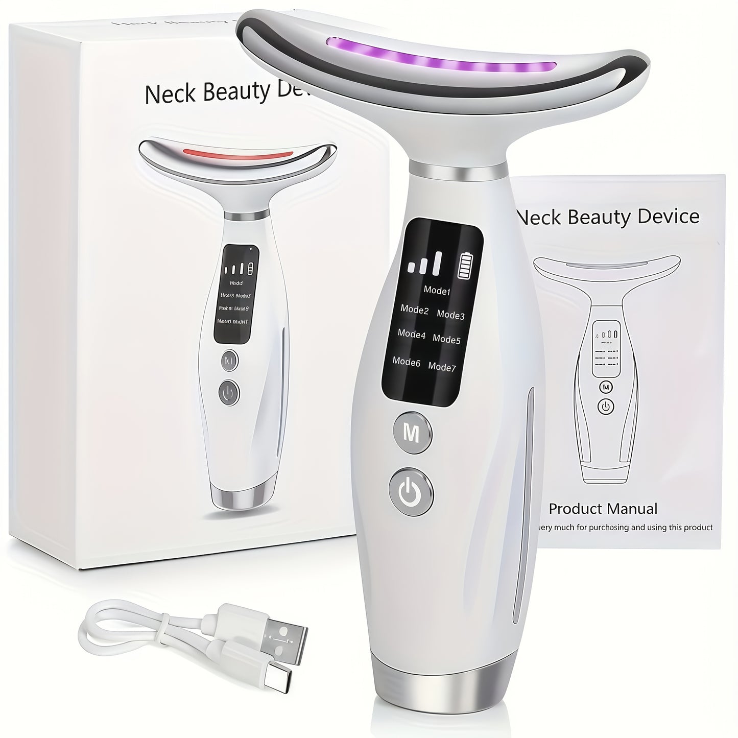NEW Seven-Mode Electric Beauty Device - LED Digital Display, Effective Relaxation and Facial Care, Suitable for Face, Neck, Double Chin, Ideal for Home and Beauty Salons, USB-Rechargeable Facial Sculpting Tool - Perfect Holid