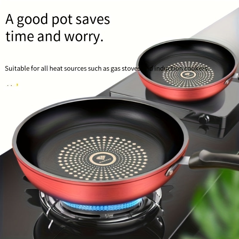 3 PCS Set Frying Pan Set | Non-stick, Heavy-duty, Suitable for Induction Cookers, Safe for Gas/Electric Stoves, Even Heating, Scratch-resistant, Dishwasher Safe, Red, High-Quality Non-stick Pan | Ideal for Home/Hotel/Outdoor
