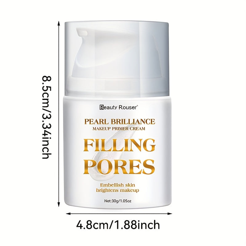 Beauty Rouser Pearl Korean Beauty Makeup Primer, Flawless Shine, Pore Filling, Oil Control Vitamin E, Long-Lasting, Moisturizing Pre-Makeup Cream, 1.4 Fl Oz (40ml) - Transparent, Non-Greasy, Smooth Texture for Flawless Makeup