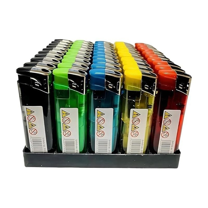50 PCS Set Electronic Refillable Lighters with Adjustable Flame – Bulk Pack of Gas Lighters with Electronic Ignition – Multi-Purpose Lighters for Home, Kitchen, Candles, BBQ, Camping & Outdoor Use