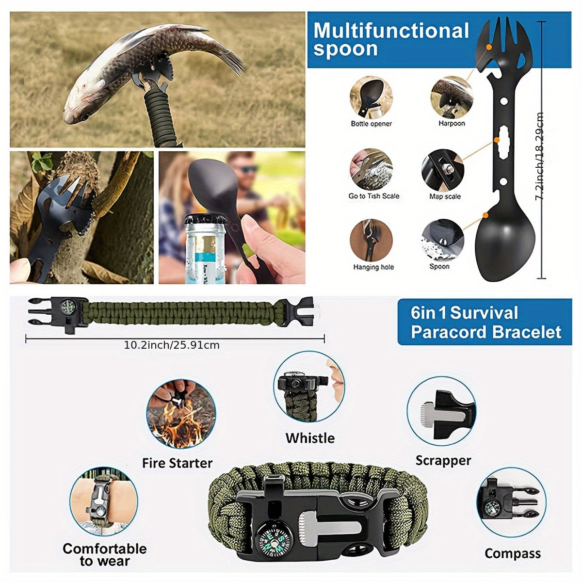 1 Set Emergency Survival Tool Kit Without Battery 15-in-1 Camping Accessories Tactical Equipment Camping Hiking Travel Hunting Bushcraft Mountain Climbing Adventures Kayak Tools Sets