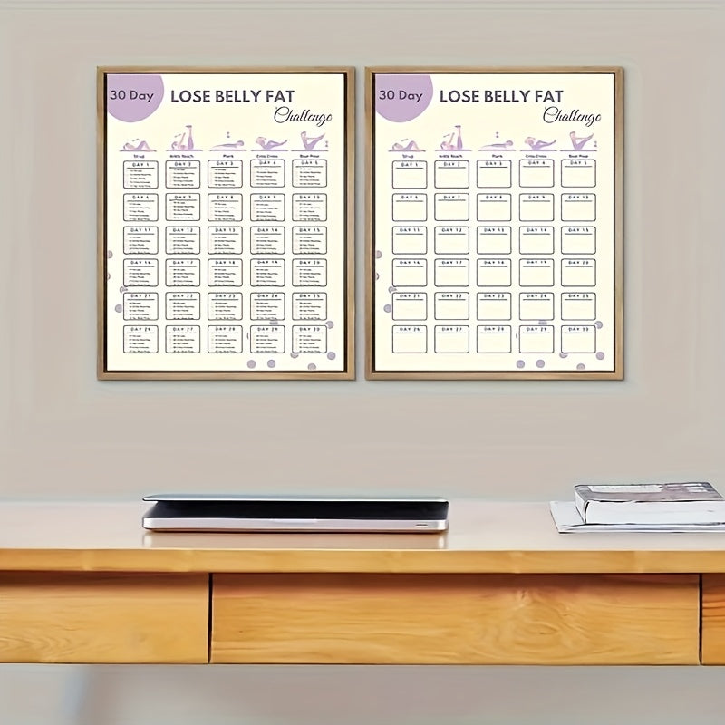 30-Day Challenge to Reduce Belly Fat, Home Exercise Daily Ab Practice  Log, Core Strengthening Routine Including Sit-Ups, Planks, And Additional Exercises, Fitness Manual