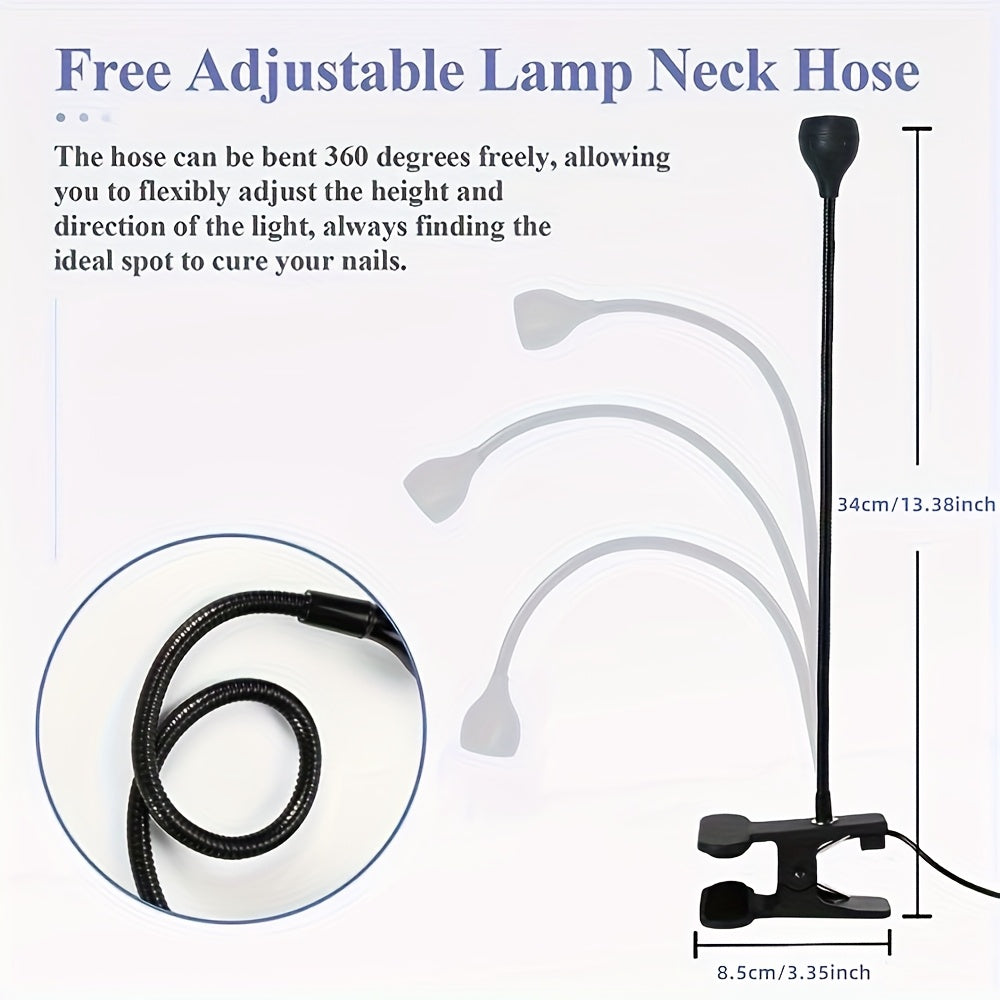 LED Light Clip-on Flexible Metal Tube USB Mini Gel Lamp Desk Nail Dryer for DIY Manicure, Suitable for Indoor Bedroom Home Decor Living Room, Desk Accessories. Perfect Christmas/Valentine's Day Birthday Gift, Nail Lamp, Nail