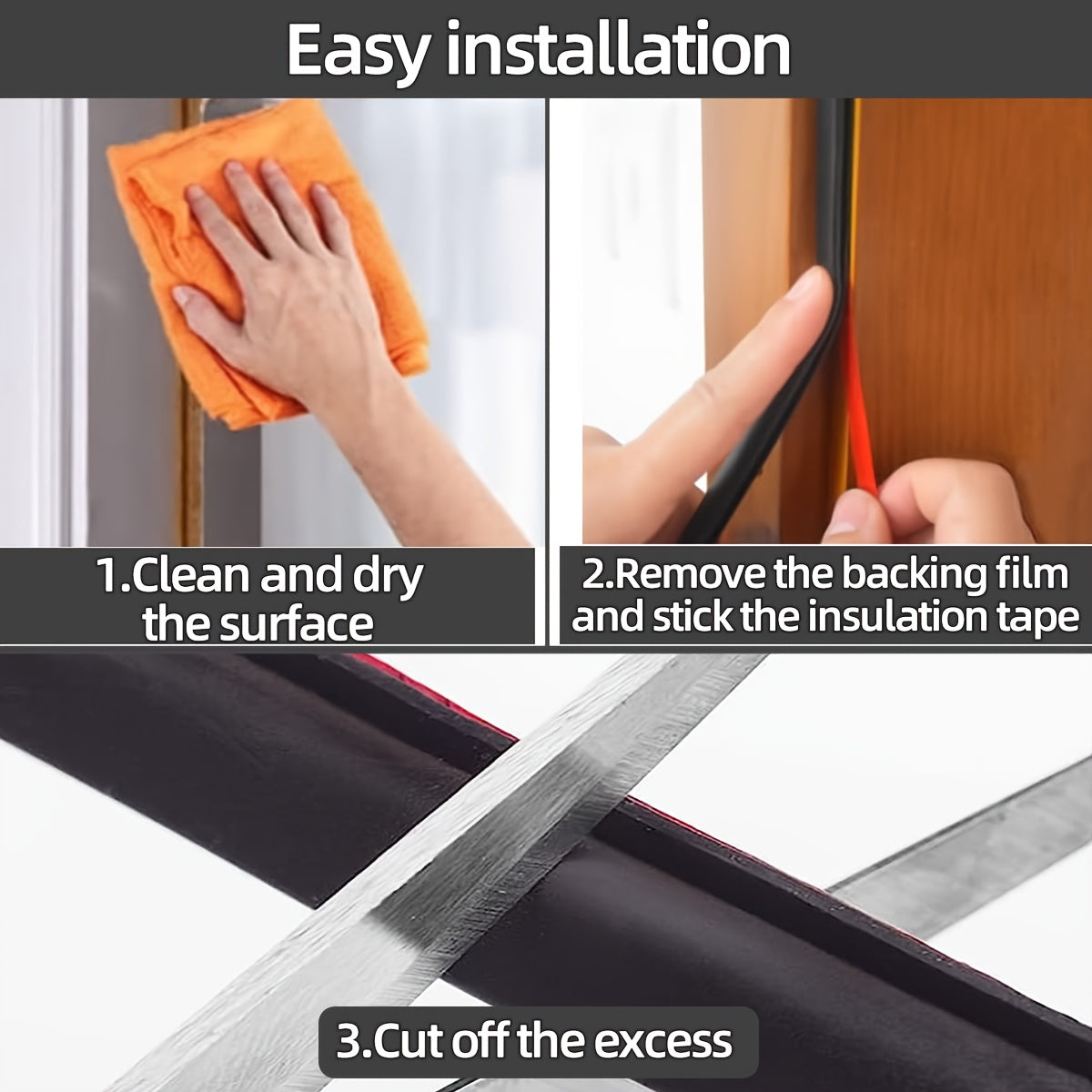 3.05 Meter Door Weather Stripping Door Seal Strip, Self-Adhesive Rubber Door Insulation Weather Strip for Window and Door Soundproofing D Shape, Weather Stripping for Door Frame Gap Blocker Repair Maintenance Tools