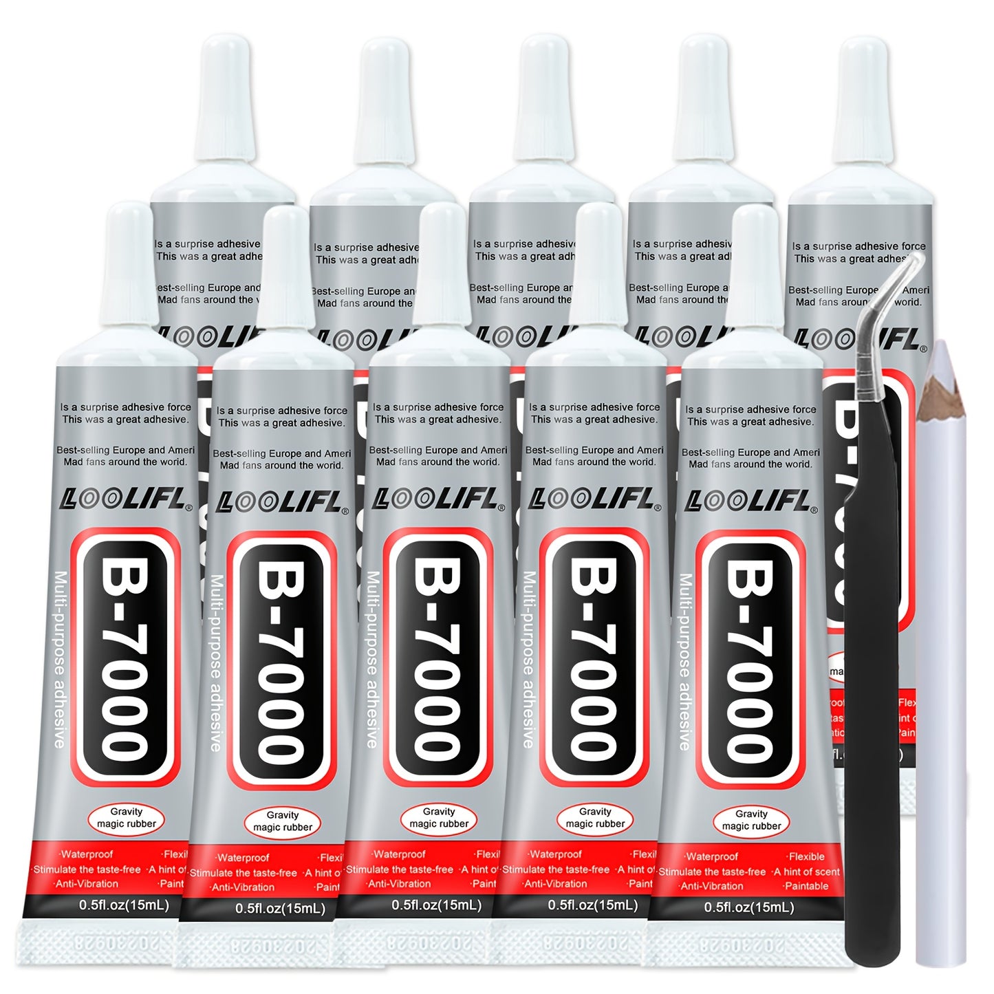 NEW 10 PCS Set Strong Glue - Heavy-Duty Clear All-Purpose Adhesive, Waterproof & Anti-Aging, No-Clog Cap & Precision Tip for Nail Art, Shoe Repair, Jewelry, DIY Crafts, Model Building, Home Repairs, Temporary/Permanent Bond -