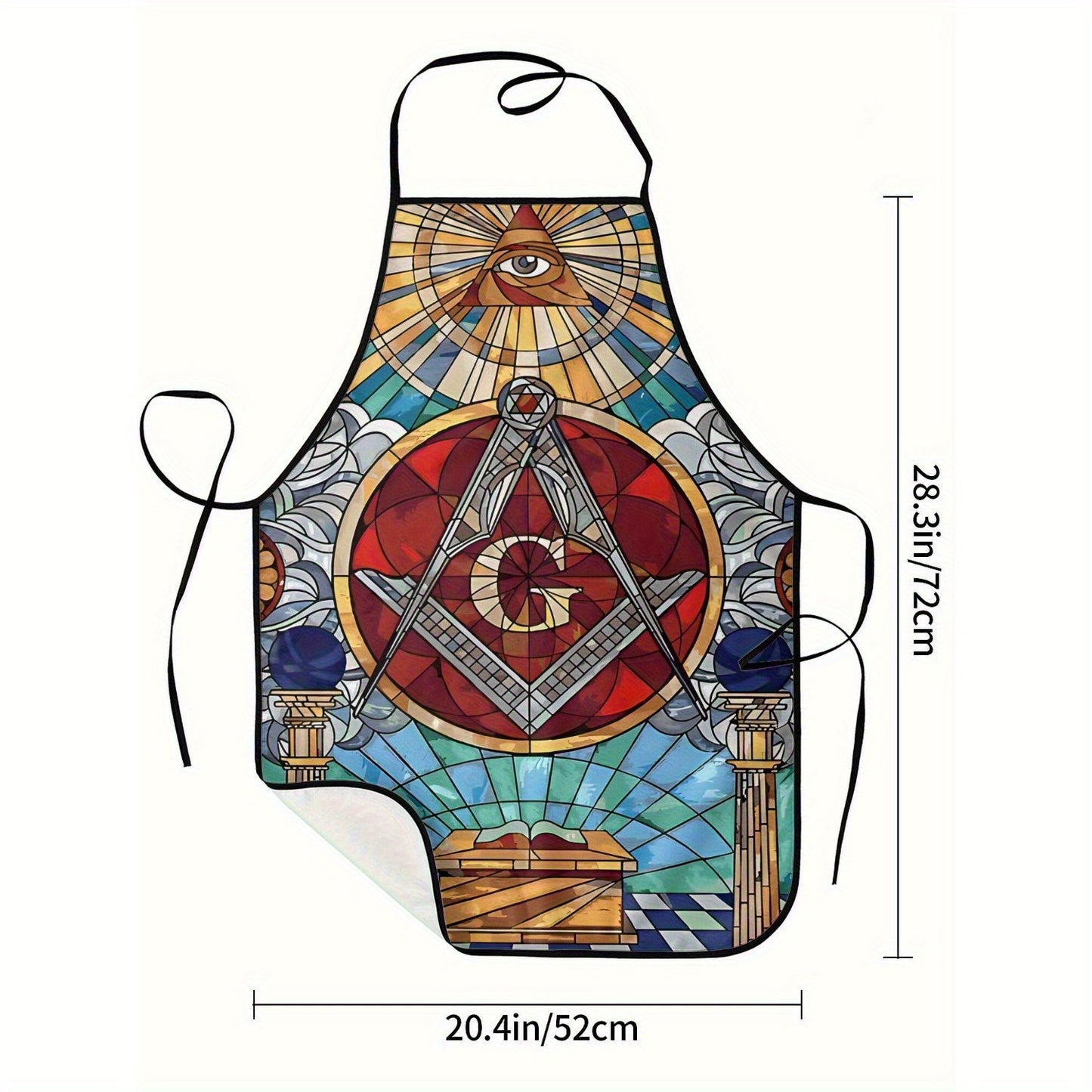 Freemason Unisex Apron - Durable with Intricate Masonic Symbols, Adjustable Neck Strap & Tassels - Kitchen Cooking Hairdresser Craftsmen Apron for Men & Women, Symbolic Design