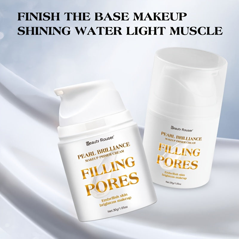 Beauty Rouser Pearl Korean Beauty Makeup Primer, Flawless Shine, Pore Filling, Oil Control Vitamin E, Long-Lasting, Moisturizing Pre-Makeup Cream, 1.4 Fl Oz (40ml) - Transparent, Non-Greasy, Smooth Texture for Flawless Makeup
